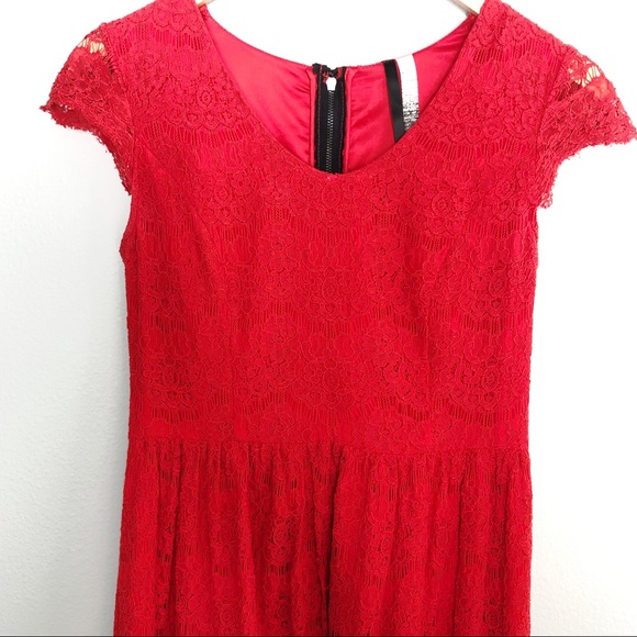 Kensie Red Lace Cap Sleeve Dress | Sz Small/4 - Picture 4 of 8